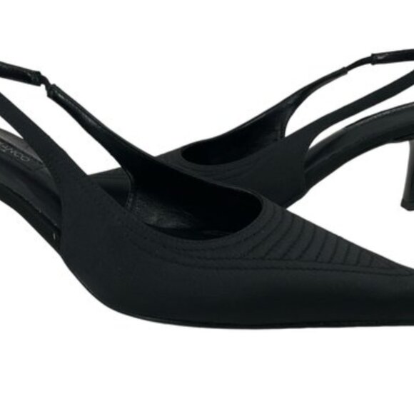 Tony Bianco | Size 8 | Black Stitched Pointed Toe Slingback Heels - Picture 10 of 15